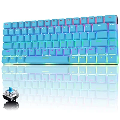Image of CROSS ZEBRA AK33 Mechanical Keyboard, USB Cable Wired Gaming LED Backlit, 82 Keys Anti Ghosting Compact Ergonomic Computer Keypad, Comfortable Durable and Quick Responsive, Blue