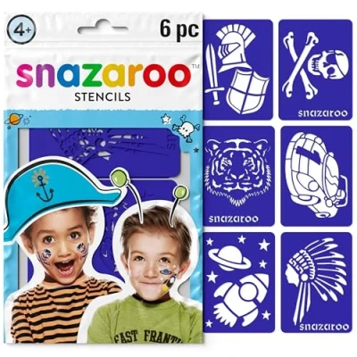 Image of Snazaroo Re usable Face Paint Adventure Stencils, Blue, 6 Pcs
