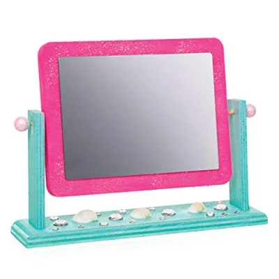 Image of Baker Ross AW196 Paint Your Own Wooden Mirror for Kids to Decorate, Personalise and Hang Jewellery (Pack of 2), Wood