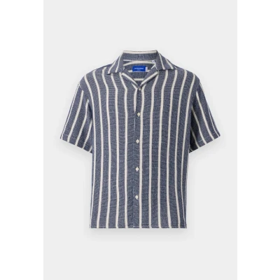 Image of Jack &amp; Jones Rcoba Stripe Resort SS SN Shirt, Men&#039;s, Size: XL, Ocean cavern