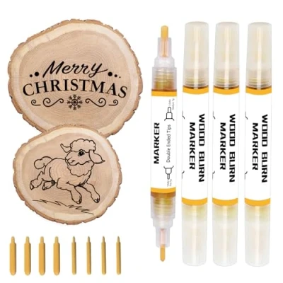 Image of kintsukuroi Wooden Burning Marker, 4PCS Scorch Pen for Wood Burn, Double Sided Art Burn Paste Accurately &amp; Easily Designs on Crafts, Suitable Beginners DIY