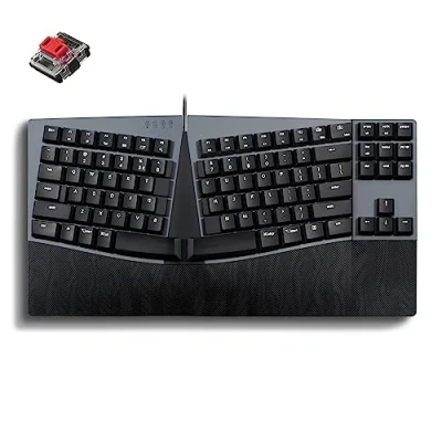 Image of Perixx PERIBOARD 335RD Wired Ergonomic Mechanical Compact Keyboard Low Profile Red Linear Switches Programmable Feature with Macro Keys Compatible Windows and Mac OS X US English