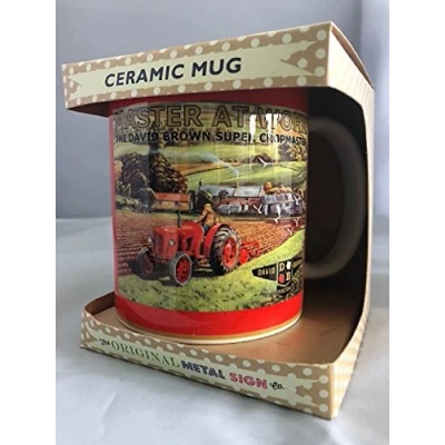Image of Original Metal Sign Co David Brown Super Cropmaster Tractor Classic Retro Art Ceramic Mug in Gift Box