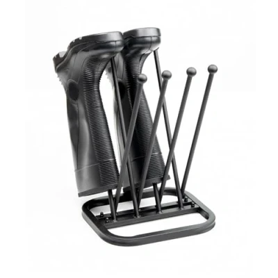 Image of Crystals 4 Pairs Wellington Walking Boot Rack Stand Durable Metal Organizer for Wellies, Shoes &amp; Boots Black Shoe Closet, Entryway, Dorm Room, Bedroom, Patio, Outdoor Hallway