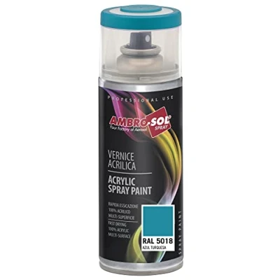 Image of Ambro Sol V4005018 Multipurpose Acrylic Enamel Spray Paint, Turquoise Blue, 400 ml