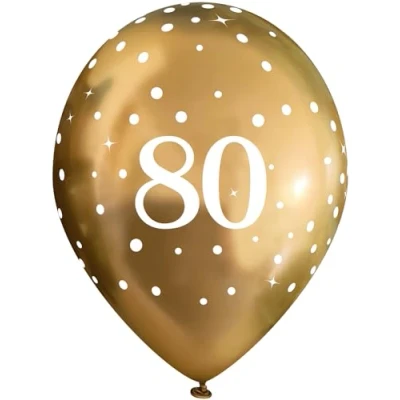 Image of 11&quot; Latex Balloons Sparkling Fizz Gold 80th x 6pcs