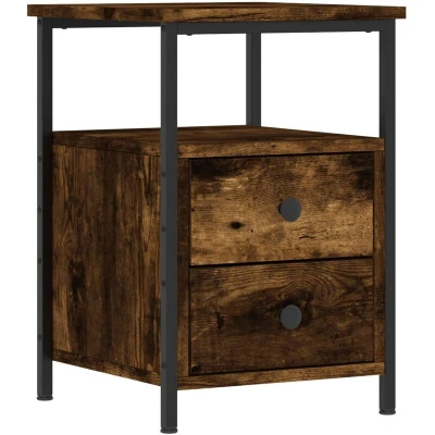Image of vidaXL Bedside Cabinet Smoked Oak 34x35.5x50 cm Engineered Wood