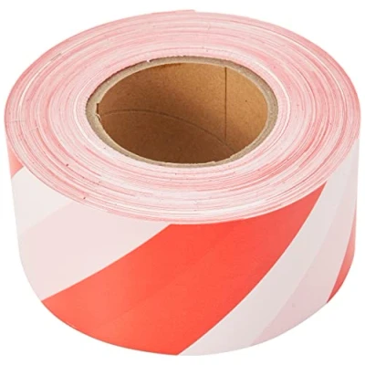 Image of Everbuild Mammoth Non Adhesive and Durable Polythene Barrier Tape, Suitable for Cordoning Off Areas Red White 72mm x 500m