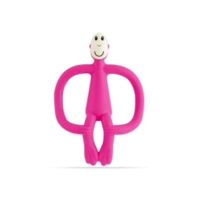 Image of Matchstick Monkey, Original Teether &amp; Gel Applicator, Antimicrobial Silicone Teething Toys for Baby, Easy to Grip, BPA Free, 3 Months Old+, 10.5 cm, Pink Monkey