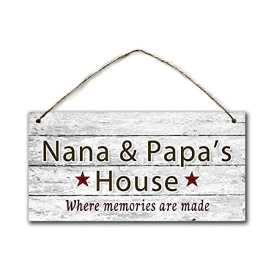 Image of Nana &amp; Papa&#039;S House Sign, Where Memories Are Made Metal Sign Retro Vintage Tin Poster Wall Art Decor 8x12 Inches