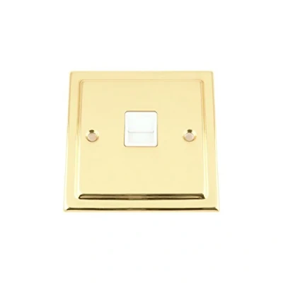 Image of Master Telephone BT Plug Socket Victorian Polished Brass White Insert