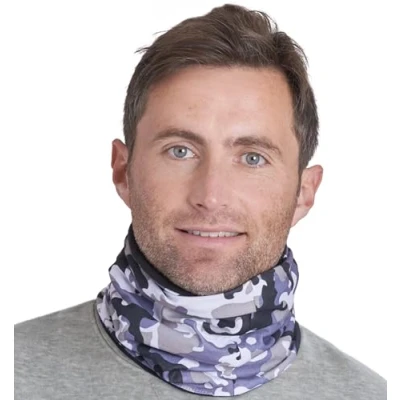 Image of Tough Headwear Winter Neck Gaiters For Men &amp; Women Fleece Gaiter Snood Warmer Snoods Mens and Womens Ski Scarf Reversible Grey Camo