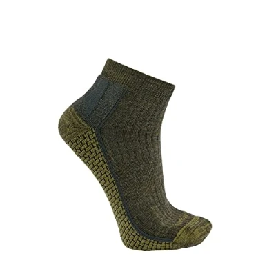 Image of Carhartt Men&#039;s Force Grid Midweight Synthetic Merino Wool Blend Quarter Sock, Olive, Medium