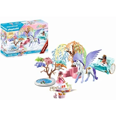 Image of Playmobil 71246 Princess Picnic with Pegasus Carriage Promo Pack, including a child&#039;s tiara, Fun Imaginative Role Play, PlaySets Suitable for Children Ages 4+