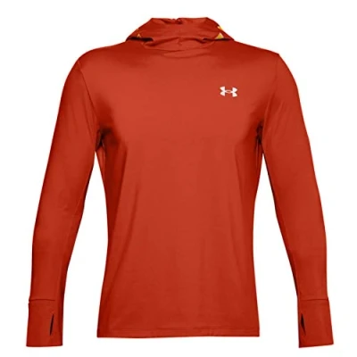 Image of Under Armour Q. Ignight Coldgear Zip Hoodie Warm up Top, Men Orange, Rich Orange / Lunar Reflective (830), LG