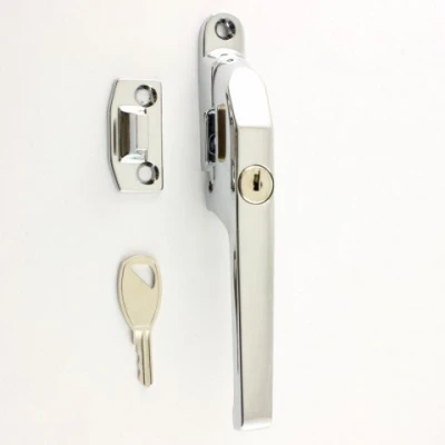 Image of Modern Contemporary Design Lockable Casement Window Fastener 124mm (Polished Chrome)