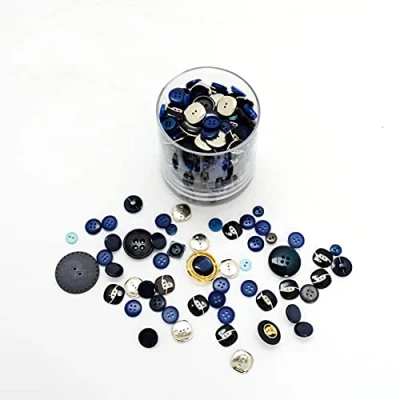 Image of Assorted Shapes &amp; Sized Buttons 250g, Navy