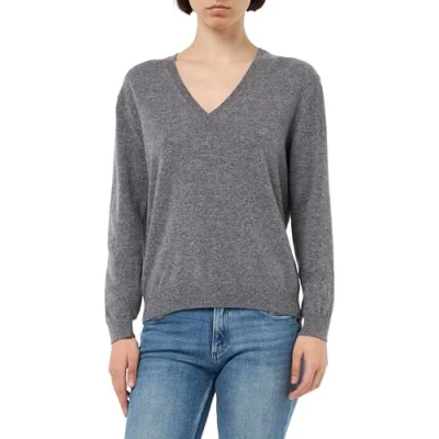 Image of United Colors of Benetton Women&#039;s V Neck Jersey M/L 1002d4488 Sweater, Grey, M