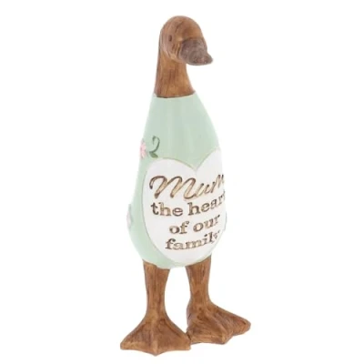 Image of Shudehill Giftware Daisy Message Wooden Duck Ornament Gift Family, Friends, Auntie, Daughter, Sister, Grandma, Nan or Mum Messages (Mum)