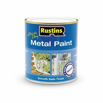Image of RUSTINS MPWH500 Quick Dry Metal Paint, White, 500 ml (Pack of 1)