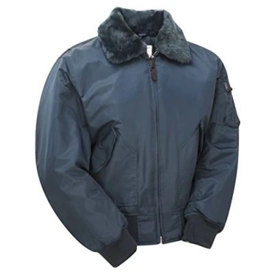 Image of Cobles MA2 CWU Flight Bomber Jacket with Fur Collar (S, Navy)