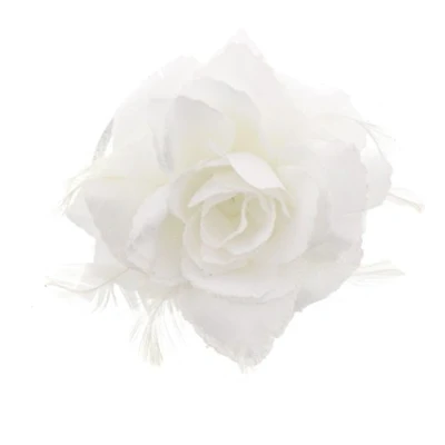 Image of Zac&#039;s Alter Ego Glitter Hair Rose with Feathers on Clip, Elastic &amp; Brooch Pin