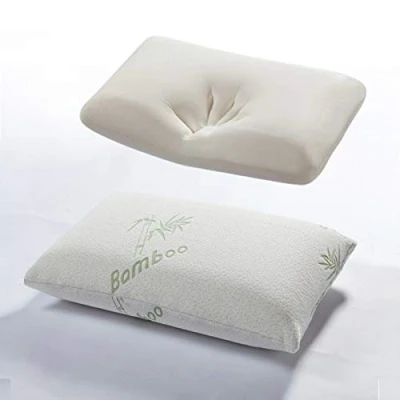 Image of LJ Bamboo Memory Foam Pillow Anti Bacterial Firm Medium Support Allergy Pillows Orthopedic Neck &amp; Pain Relief For Great Night Sleep (Pack of 1)