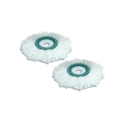 Image of Leifheit Replacement Head Clean Twist Disc Mop, x 2 Pack, High Dirt and Water Absorption with Effective Micro Fibre Cleaning, Microfibre, White, 21 17 8.5 cm