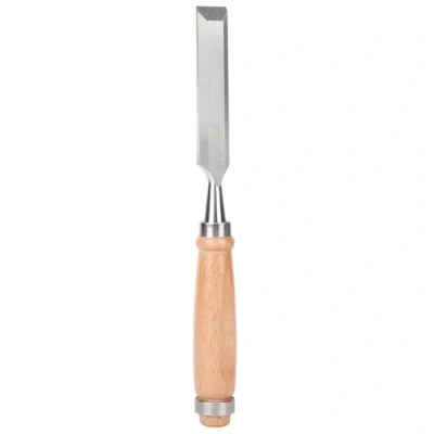 Image of Cr V 20mm Wood Chisel, Chrome Vanadium Alloy Steel Flat Chisel Carpentry Tools with Wooden Handle for Woodworking