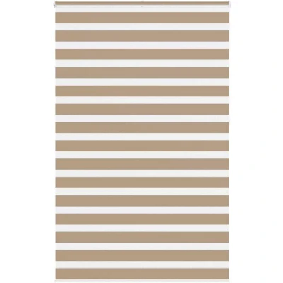 Image of vidaXL Zebra Blind Sand Brown 145x230 cm Fabric Width 140.9 Polyester