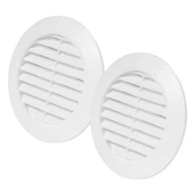 Image of Vent Systems 70 mm / 2.75&quot; Inch Pack of 2 White Door Air Register Ventilation Grille Indoor Grates Bathroom, Cabinet, Garage Through The Cover