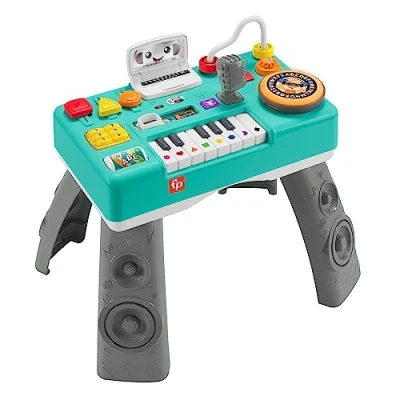 Image of Fisher Price Baby &amp; Toddler Activity Table, Laugh Learn Mix DJ Musical Learning Toy with Lights Sounds, GERMAN Version, HXG09