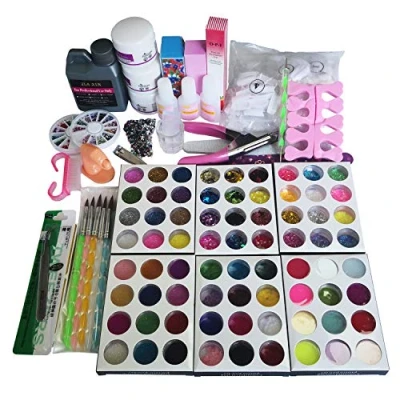 Image of TEEROVA Professional 72 Acrylic Powder Liquid Brush Glitter Clipper Primer File Nail Art Tips Set Kit