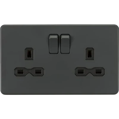 Image of KnightsBridge Screwless 13A 2G DP switched socket Anthracite