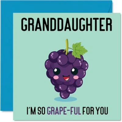 Image of Thank You Cards for Granddaughter Grape Ful Funny Happy Birthday Card from Grandparents, Gifts, 145mm x Joke Bday Greeting Women Her