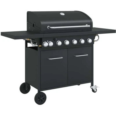 Image of vidaXL Gas BBQ Grill with 7 Burners Black Powder coated Steel