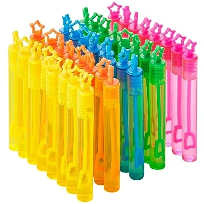 Image of THE TWIDDLERS 40 Mini Bubbles for Kids Party Bags, Bubble Maker Star Design in Assorted Neon Colourful Bottles, 10ml Gift Toy, Birthday Pinata Fillers Favours, Classroom Prizes Rewards