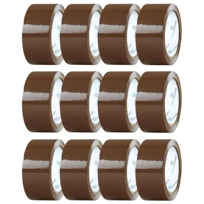 Image of DECO EXPRESS Packaging Tape Rolls Multipack Strong Brown Fragile Clear Heavy Duty for Packing Boxes Moving House Essentials (Tapes Brown, 2 Pack)