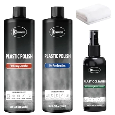 Image of INNOVAYOU Plastic Polish Kit, Scratch Remover 14.1oz and Cleaner 3.52oz, Removes Scratches &amp; Scuffs, Ultra Fine for Acrylic Surfaces