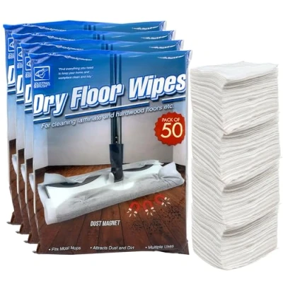 Image of Pack of 200 Disposable Microfibre Electrostatic Floor Cloths For Flat Swivel Mop Multi Fitting Cleaning Wipes 21cm x 29cm Fits Most Mops Like Swiffer Etc By The Dustpan and Brush Store ®