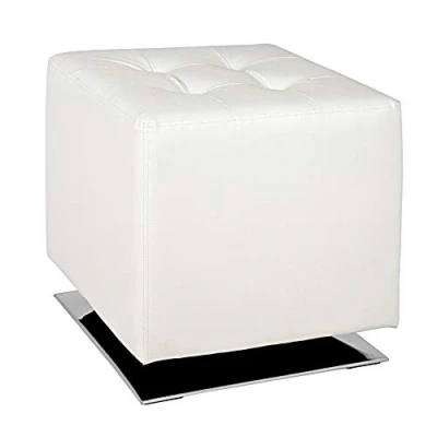 Image of HAKU Mobel Stool Chrome, White, Synthetic Fabric With Leather Look, Metal Size: W 40 cm X H 42 D cm, Style: Modern