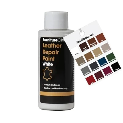 Image of Furniture Clinic Leather Repair Paint &amp; Dye Self Seal Colourant for Quick and Easy Suitable Sofas, Car Seat, Shoes, Handbag, More White, 50ml
