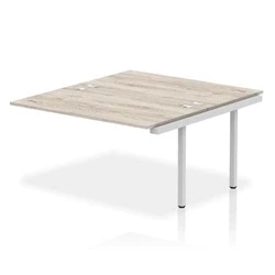 Image of Impulse Bench B2B Ext Kit 1400 Silver Frame Office Desk Grey Oak