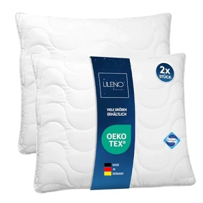 Image of LILENO HOME Pillow 80 x cm [Set of 2] Perfect for Duvet 135 200 Bed Pillow, Boil proof up to 95 C and Antibacterial Equipment Allergy Sufferers as