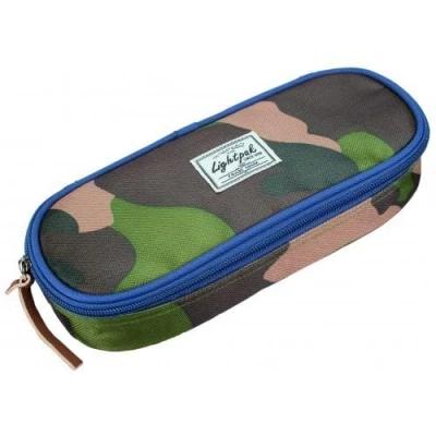 Image of JSA Lightpak Wild Child 46141 Pencil Case Camouflage Blue Polyester with Large Main Compartment and 4 Elastic Bands Approx. 9.5 x 23.5 5 cm