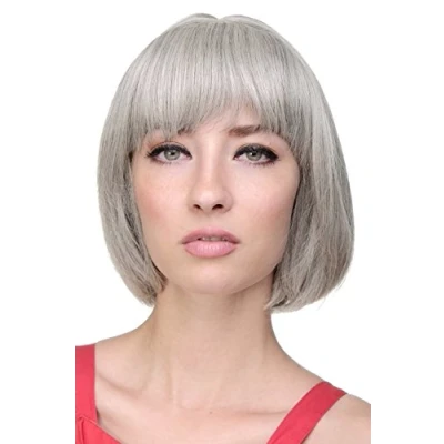 Image of Wig ME UP Lady Quality short Page Bob fringe bangs silvery grey 703 51