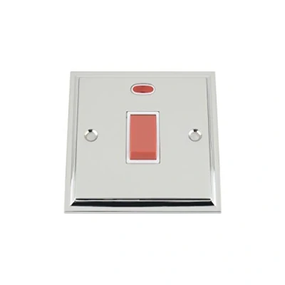Image of 45 Amp Cooker Oven Switch w/Neon Polished Chrome Victorian White Insert