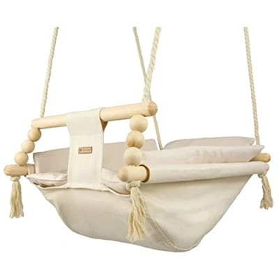 Image of baby hammock, rocker swing, hammock with quilt (colour: cream)