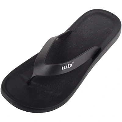 Image of ABSOLUTE FOOTWEAR Mens Easy Slip On Minimalistic Beach Pool Summer Holiday Flip Flop Sandals Black UK 9 / EU 43
