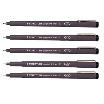 Image of Staedtler 0.3 mm Pigment Liner Fineliner Sketching Drawing Drafting Pens Pack of 5